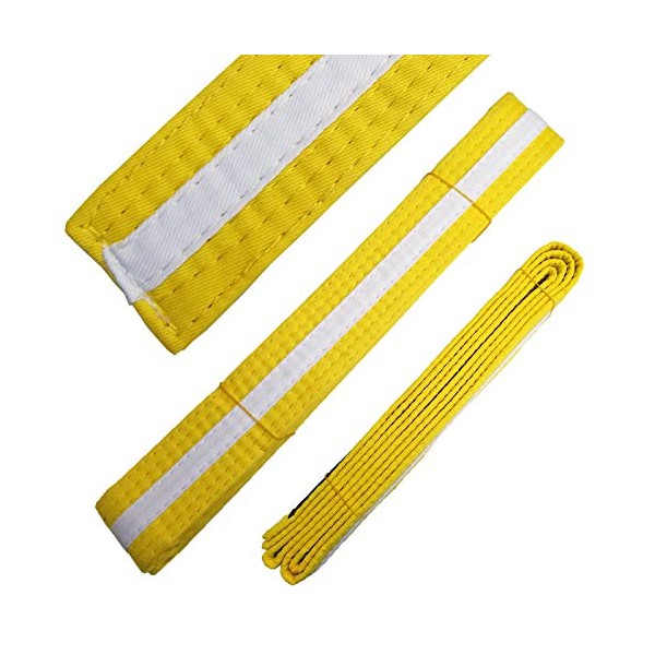 Ace Martial Arts Supply White Stripe Color Belts (Yellow, 1)