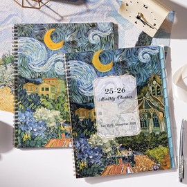 Monthly Planner 2025-2026 - JUL 2025 - DEC 2026, 2025-2026 Monthly Planner/Calendar, 9" x 11", 2025-2026 Calendar Monthly Planner with Tabs and Back Pocket, Twin-Wire Binding - Oil Painting