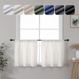 Lecloud Estelle Natural Light-Filtering Curtain Tiers, Kitchen Short Curtains 24 Inch Length, Soft Textured Curtains, Rod Pocket Window Treatments (Each 30 W x 24 L, 2 Panels Set, Natural)