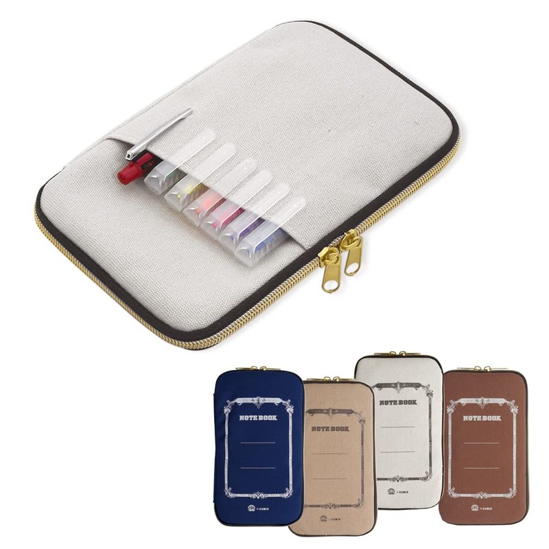 M Plan 010141-43 Swallow x CUBIX Pencil Case, Mocha Brown