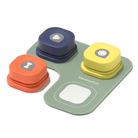 MEWOOFUN Dog Buttons for Communication Starter Pack Recordable Dog Talking Buttons Set Dog Training Speaking Buttons Dog Clicker with Mat & Stickers (3 Packs-Rubber Mat)