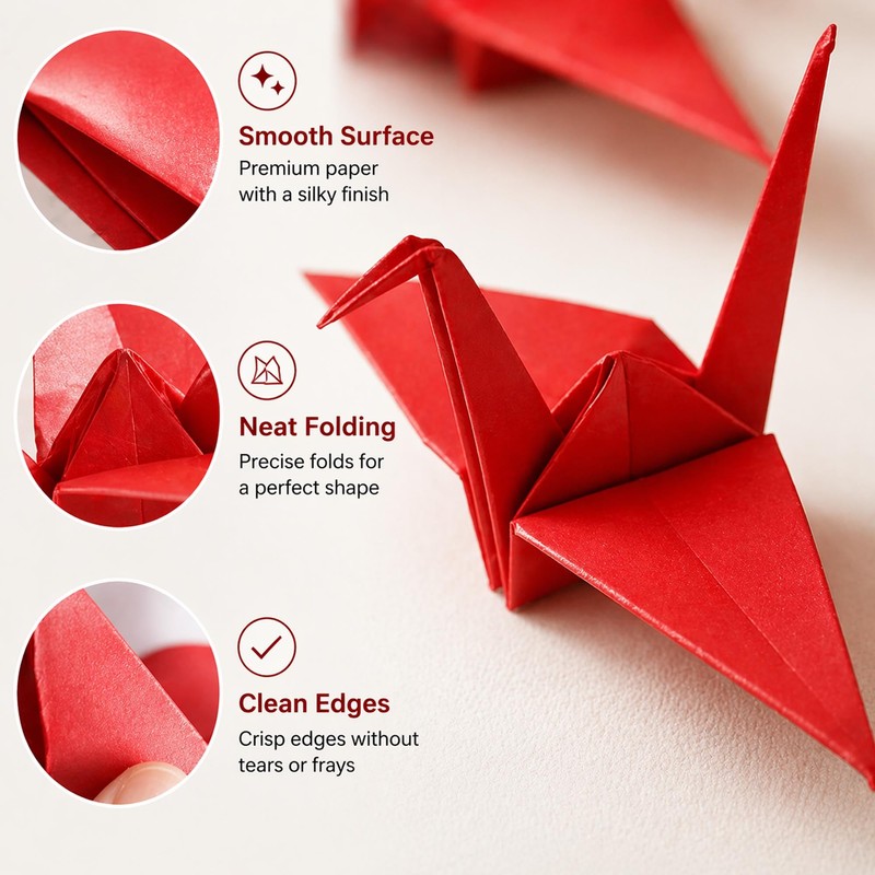 VTOS Origami Paper Crane, 100 Pcs Premade Paper Origami Cranes