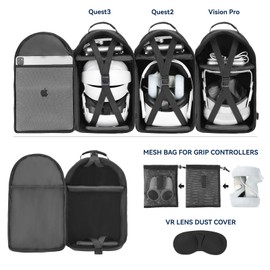 Carrying Case for Quest 3/ Quest 2/Vision Pro. Waterproof Travel Sling Bag for VR All-in-One Gaming Headset and Touch Controllers Accessories with DIY Main Compartment and Thicken Pad