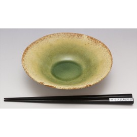 Mino Ware 520-0042 Yamasaku Kiln Green Glaze, Oval Pot Bowl, Plate, Rust Oribe, Approx. Diameter 5.9 x Height 1.6 inches (15 x 4 cm), Made in Japan