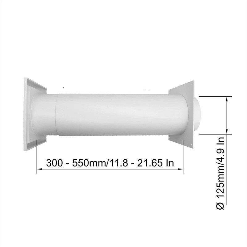 5 Inch Through-Wall Ventilation kit - Adjustable - Louvered Dryer