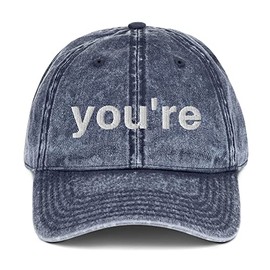 You're, not Your. Grammar Nazi Funny Hat (Embroidered Vintage Cap) Navy