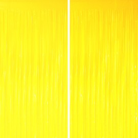 Voircoloria 2 Pack Pastel Yellow Tinsel Foil Fringe Curtains, Yellow Party Decorations, Metallic Tinsel Party Streamers Backdrop for Birthday Baby Shower Graduation Gender Reveal Party Decorations