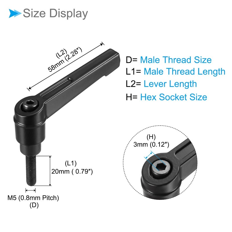 CoCud Clamping Lever Handles M5 x 20 mm Male Thread
