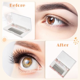 PAFUWEI 100 Pieces Individual Lashes False Eye Lashes Extension, 20 Roots Eyelash Extensions, Cluster Lashes Pack for DIY Eyelash Extension Thickness 0.07 mm Length 9-13 mm