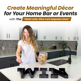 Made Easy Kit Metal Letter Wine Cork Keepsake Saver & Holder Monogram w/Free Wall Mount Kit A-Z (Letter D, Large)