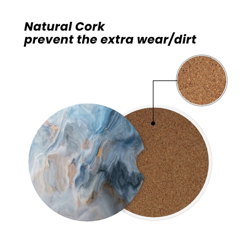 Absorbent Car Coasters 2 Pack for Cup Holders, 2.56" Ceramic