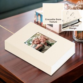 Ywlake Photo Album 10 x 15 100 2 Packs Small Mini Leather Slip-in Album for Portrait Photos Pictures Beige