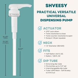 Gallon Pump Dispenser | for Plastic or Glass Bottles | Heavy-Duty Leak Proof for Commercial and Household Use | Pump for Gallon Jug | Non-BPA Plastic (Pack of 2)