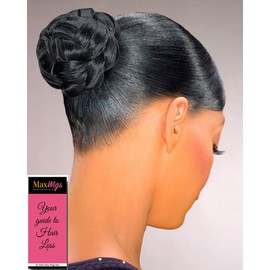 Dome T Hairpiece Color 44 Charcoal Gray - Foxy Silver Wigs Formal Classy Braided Chignon Bun Updo Synthetic African American Womens Lightweight Bundle w/MaxWigs Hairloss Booklet