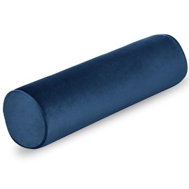 Neck Roll Pillowcases with Zipper - Full Moon Bolster/Round Cylinder Pillow Case Covers for Bedroom, Living Room, Sofa - Solid Color Neck Cervical Pillowcase Cover 24 x 6 (Navy Blue)