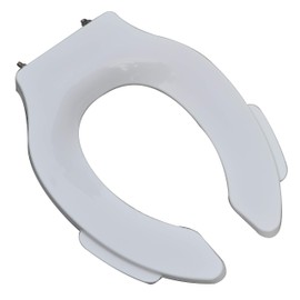 Bath Décor 4Q1E7SSC-00Commercial Heavy Duty Self-Sustaining Plastic Toilet Seat, Open Front without Cover, includes Lift Handles Elongated, White