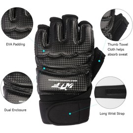 Punch Bag Training Gloves, LangRay Taekwondo Karate Gloves for Sparring Martial Arts Boxing Training for Adults and Kids,Black XL