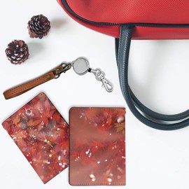 Pretimo Pass Case, Commuter Pass Case, Comes with Reel, Cute, Autumn Leaves Japanese Pattern, Fallen Leaves, Bifold Leaves, Invisible Shape, Stylish, Women's, Leaves Japanese Style, Scenery, Red,
