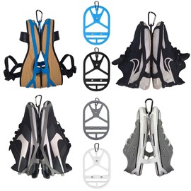 Shoe Holster For Backpack with Clip Hanger. Footwear Holder with a Carabiner for Sneakers, Cleats, Bowling, Soccer, Basket, Football. For Travel, Outdoors, Sports & Space Saving. (Black, M)