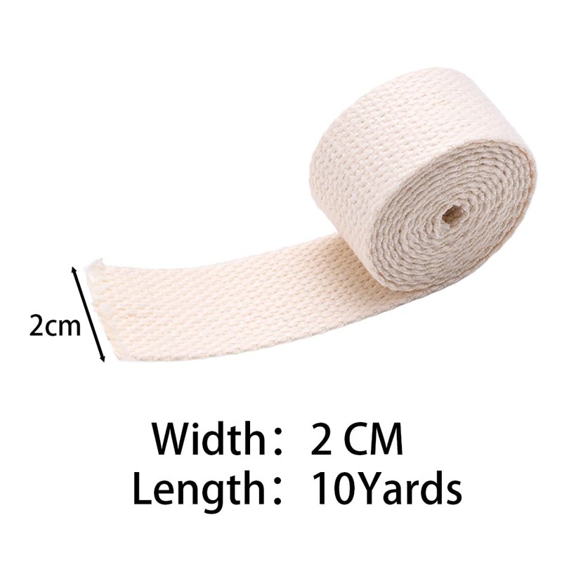 2cm Wide Beige Webbing Strap Tape, 10M Plain Weave Polyester