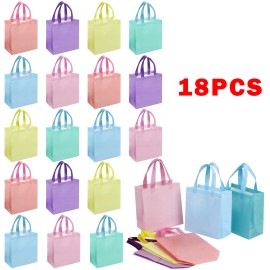 18-Pack Reusable Pastel Non-Woven Gift Bags with Handles Holiday Birthday and Christmas Party Favor 6 Colorscolor: Multicolour