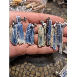 Natural Blue Kyanite Crystal cluster Gem Crystal Pendant Charm Necklace