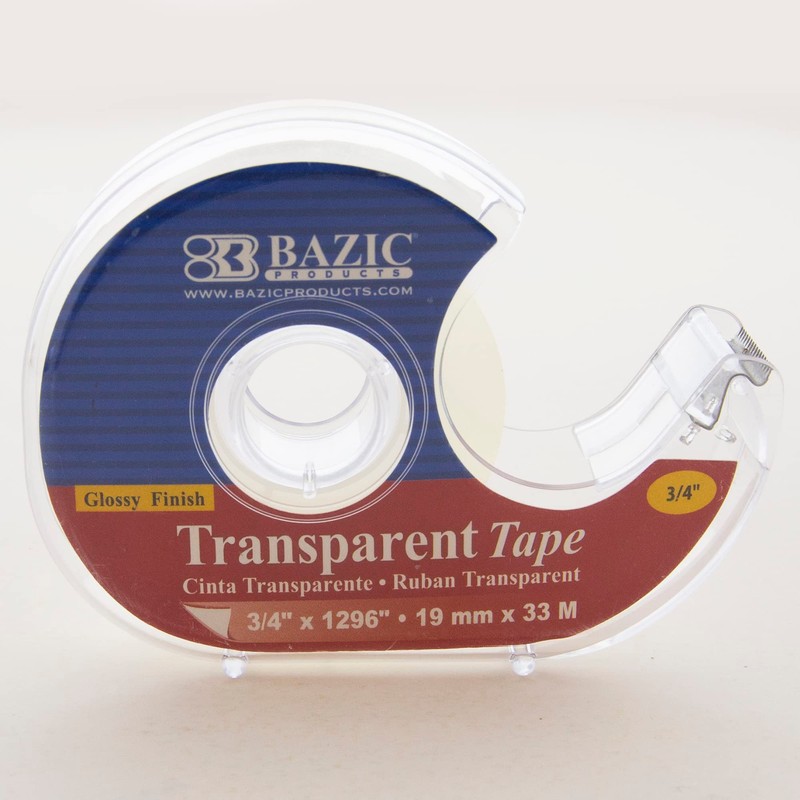 BAZIC 3/4" X 1296" Transparent Tape w/Dispenser