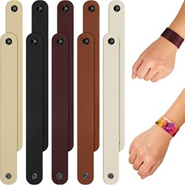 10 Pack Plain Leather Bracelet for Crafts Leather Snap Bracelets Blank Leather Cuff Bracelet DIY Craft Wristbands, 5 Colors