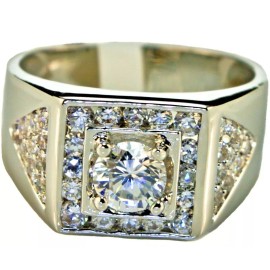 JGD 4.6 CT cz Solitaire With Accents  Men's ring 18k white gold Overlay size 11 T71