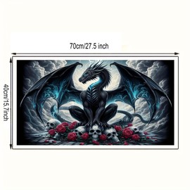 KUFWKEY 5D DIY Dragon Diamond Painting Kits for Adults,Fantasy Animal Art,Skull Gothic Art,Full Round Diamond Art Kits,Diamond Mosaic Emboridery for Home Decor,Big Size 27.5 x 15.7 inches