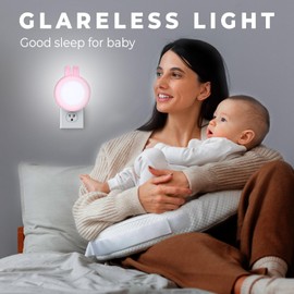 SATONA Bunny Night Light - Cute LED Rabbit Nightlight for Kids' Rooms, Hallways, and Party Decoration - Plug-in Wall Design, Perfect for Home Decor (Pink)