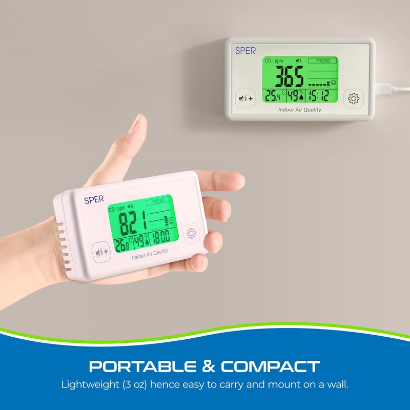 Sper Scientific Indoor Air Quality Monitor with Color Coded Display