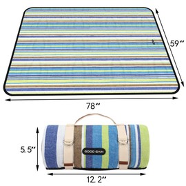 Waterproof Picnic Blanket Portable with Carry Strap for Beach Mat or Family Outdoor Camping Party (Mix Color)