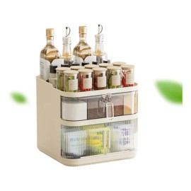 Especiero Estante De 3 Niveles Con Cajones Organizadores Beige
