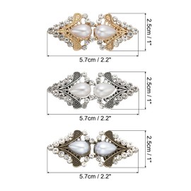 PATIKIL Cloak Clasp Set, 3Pcs Alloy Vintage Sweater Clips Cardigan Buckles with Rhinestone for Women Clothing Dress Shawl Collar Brooches and Pins, Style 4