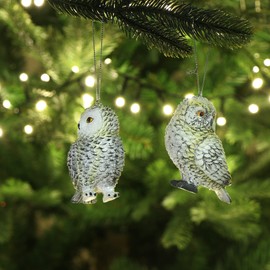 com-four® LED Owl Figurine with Glass Ball - LED Lighting for Standing - Decorative Christmas Figure