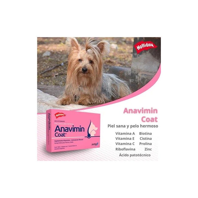 Holliday Anavimin Coat 21 Tabs. Piel Sana Y Pelo Hermoso