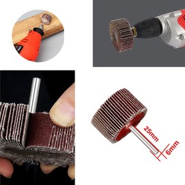 Yanase Flap Wheel with Shaft for Impact [Pack of 10] Cylindrical Diameter 1.4 x Height 1.0 x Shaft Diameter 0.2 inches (35 x 25 x 6 mm), Grain Size A#80 #120# 180#240# 320 Flap Wheel with Shaft