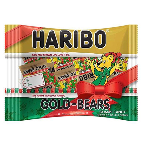 Haribo Gold-Bears Christmas Edition Gummi Candy Mini Packages, 9.5oz Total Bag Weight
