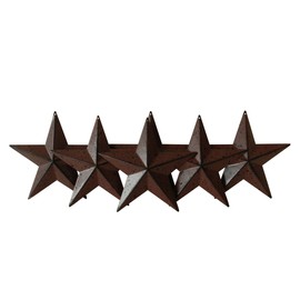 CVHOMEDECO. Country Rustic Antique Vintage Gifts Metal Barn Star Wall/Door Decor, 5-1/2 Inch, Set of 6. (Burgundy)