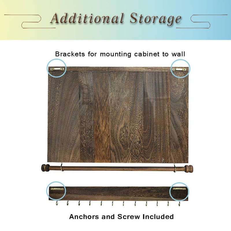 GLANT Rustic Wall Mounted Jewelry Organizer with Wooden Barndoor Decor,Wooden