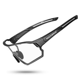 Rockbros Dimming Sunglasses, Bicycle Sunglasses, Road Bike, Cycling Sunglasses, Lightweight, UV Protection, Windproof, Eyewear, Climbing, Running, Commuting, Unisex, all black