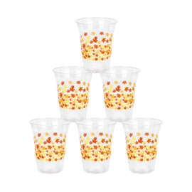 Fall Plastic Cups Maple Leaves Party Cups Autumn Orange Leaf 12oz Disposable Clear Drinking Cups for Birthday Harvest Thanksgiving Fall Party Supplies (50, Orange Maple Leaves)