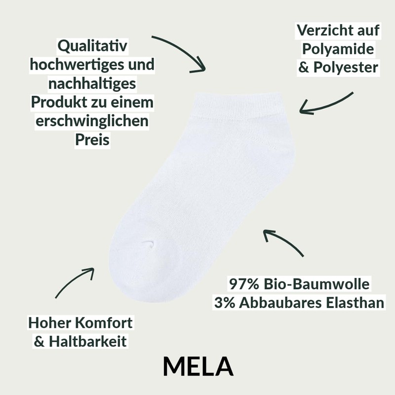 MELAWEAR Trainer Socks Pack of 6, Grey