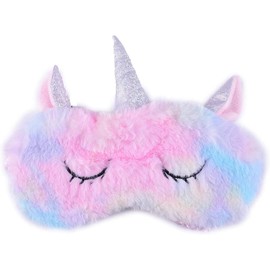 IUPPA Nette Einhorn Schlafmaske, Plüsch Augenbinde Breathable Eyeshade, Augenmaske für Schlaf Augenschirm für Kinder und Erwachsene Zuhause Reisen Schlafen
