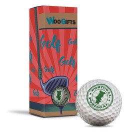 Destination Vinyl Ltd 3 x Golf Balls in the Box - Portugal Green Travel Map Holiday Joke Funny Golfing Golfer Fan Club Sport Wedding Dad Husband Friend Men Boys Ball Gift #4586