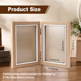 Jinsion Double Photo Frame 6x4, Hinged Folding Picture Frame, Holds 2 Standard Wooden Photo Frame, Stand Vertical on Desktop Double Picture Frame, 6x4 Photo Frames for Wedding or Family Photo