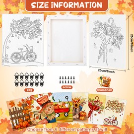 COCHIE 6 Pack 8x10 Inches Fall Leaves Pre Drawn Canvas to Paint, Autumn Pre Printed Canvas for Ladies Sip and Paint Party Favor, Pre Sketched Canvas for Painting for Adults