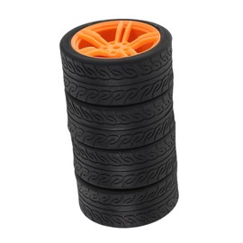 WOONEKY 4PCS Car Wheels Rc Truck Model Rubber Tire Hubs for Easy Installation Stability Improvement Precision Hub Structure for DIY Craft Projects Orange