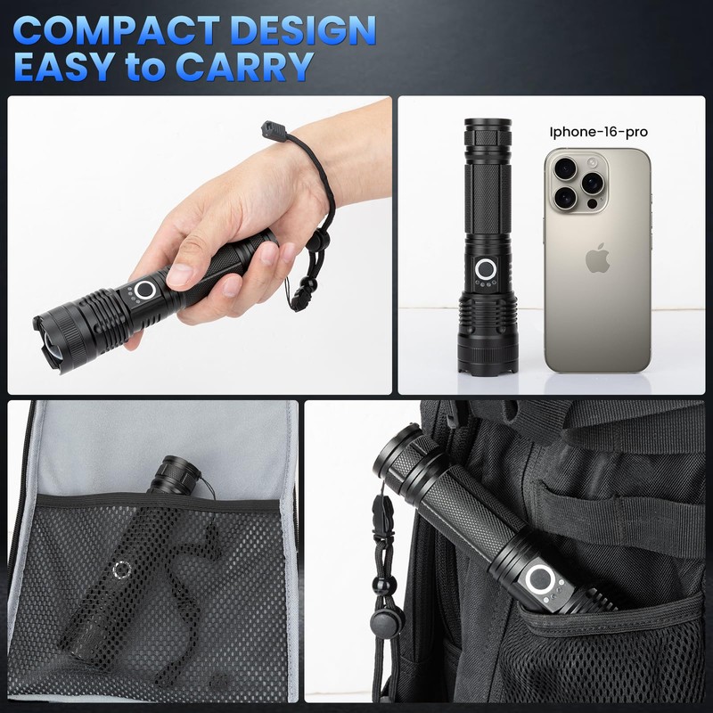 18FTRabbit Rechargeable LED Flashlights High Lumens, 99,000 Lumens Super Bright